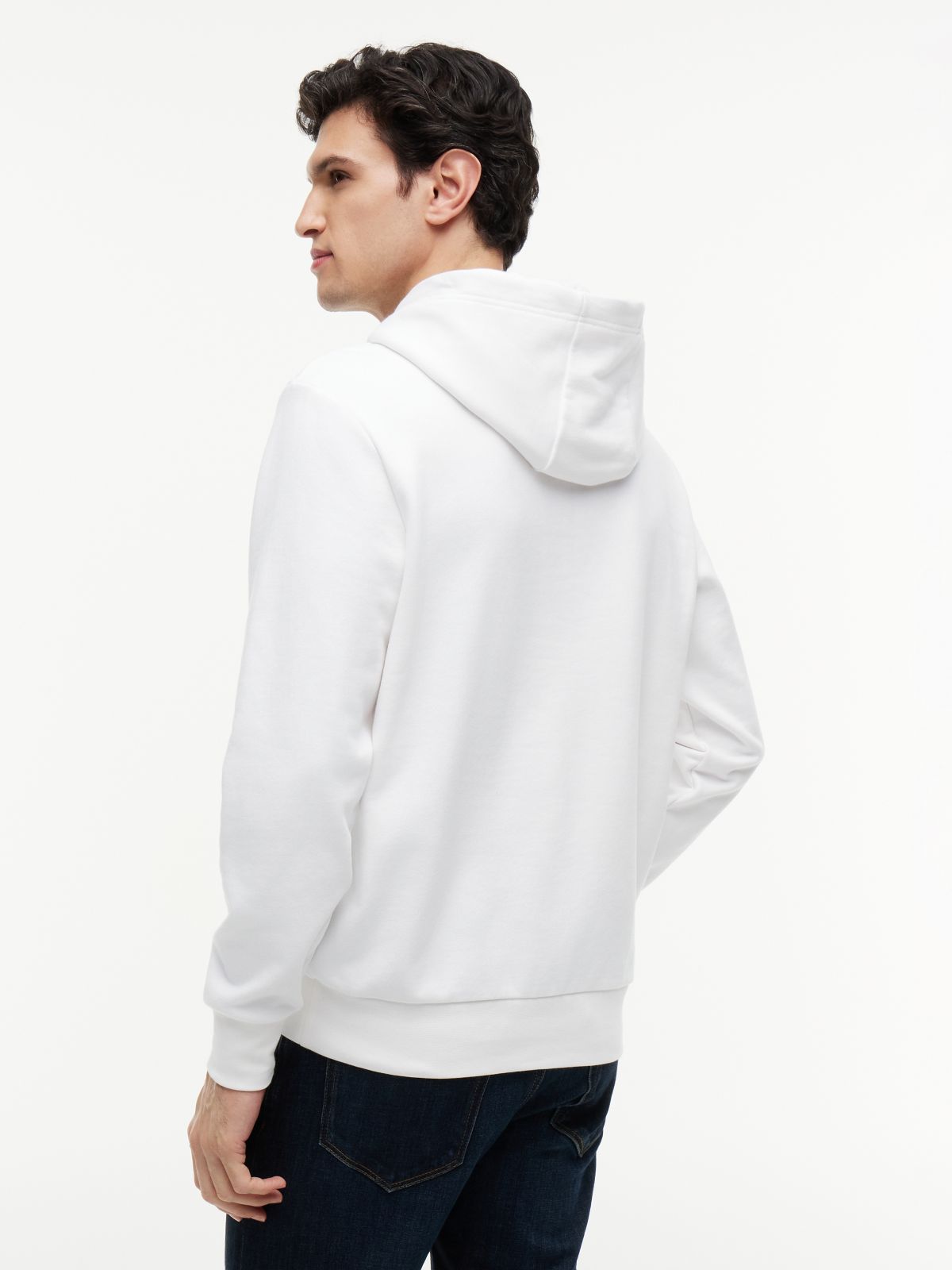 Flag Graphic Terry Drawstring Hoody — White