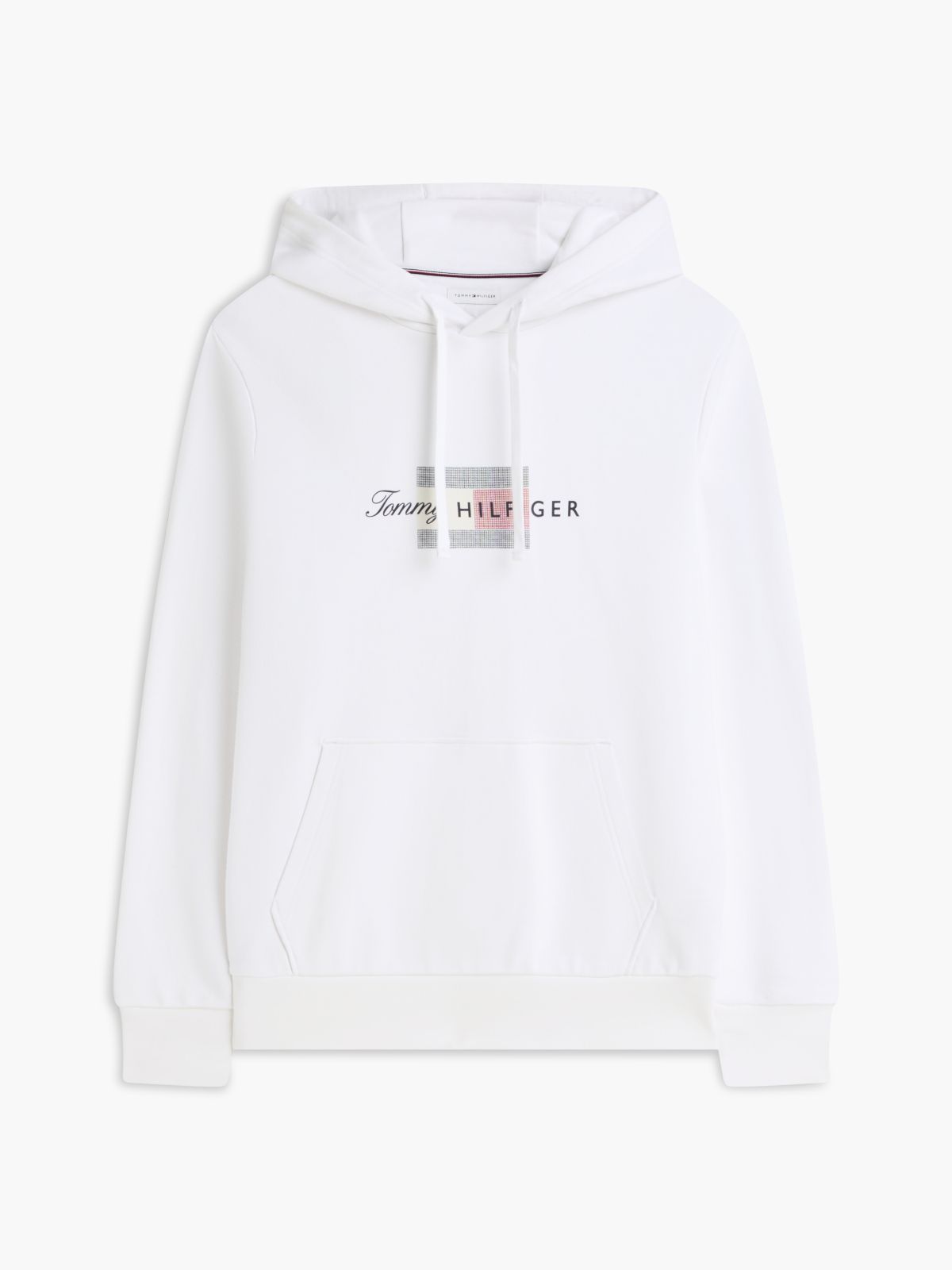 Flag Graphic Terry Drawstring Hoody — White