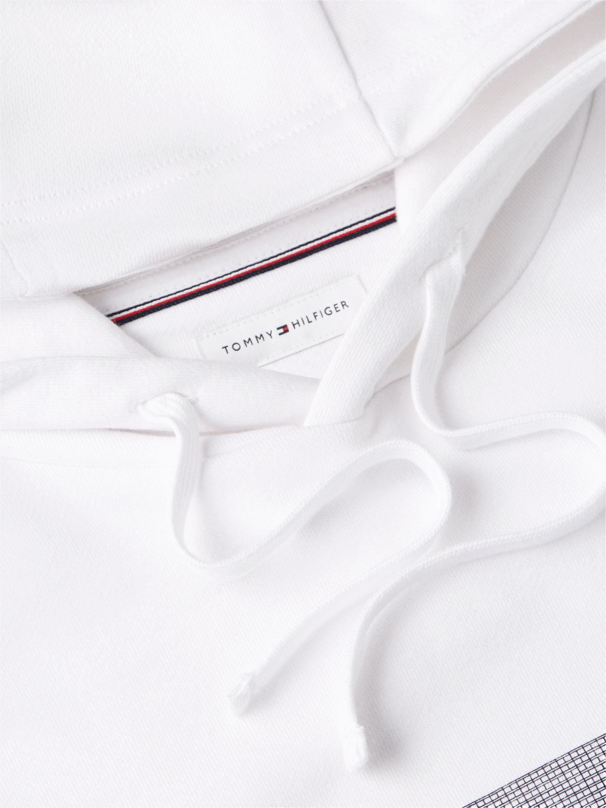 Flag Graphic Terry Drawstring Hoody — White