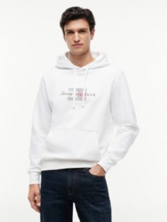 Flag Graphic Terry Drawstring Hoody — White 1