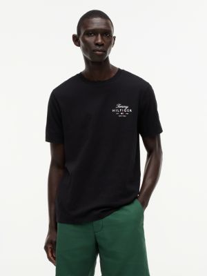 black logo jersey crew neck t-shirt for men tommy hilfiger