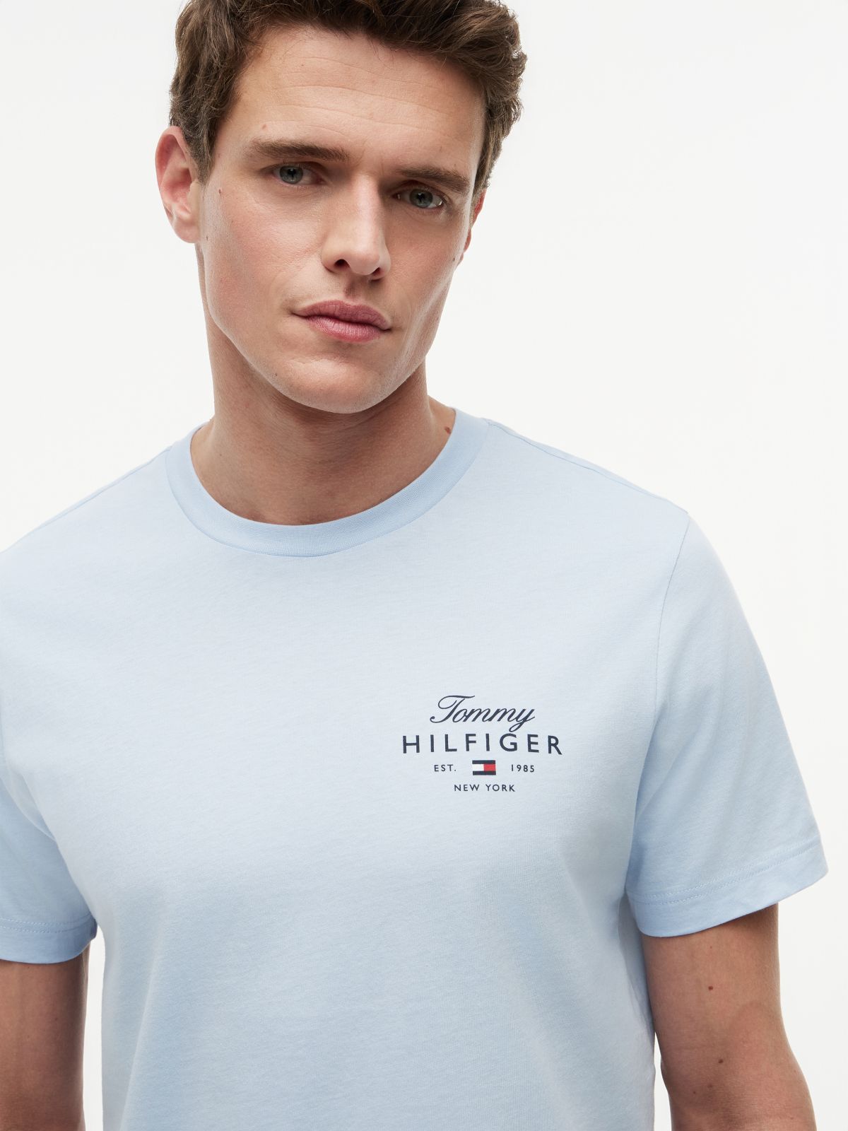 Logo Jersey Crew Neck T-Shirt — Blue