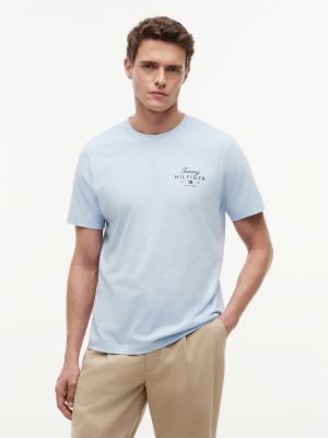 blue logo jersey crew neck t-shirt for men tommy hilfiger