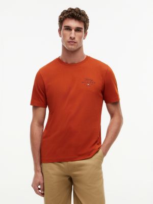 orange logo jersey crew neck t-shirt for men tommy hilfiger
