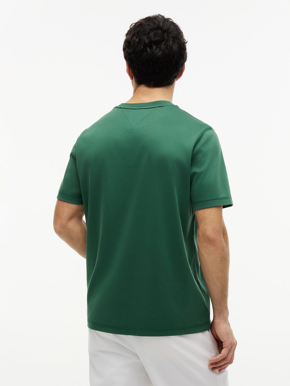 Logo Embroidery Interlock Knit T-Shirt — Green