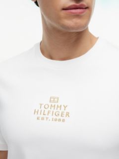 Logo Embroidery Interlock Knit T-Shirt — White 3
