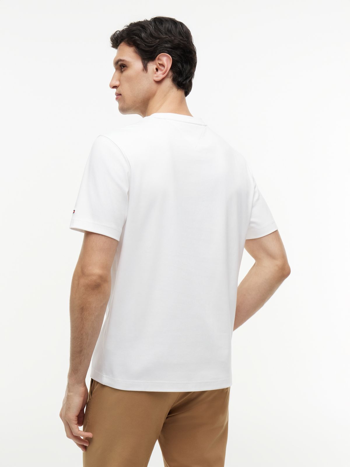 Logo Embroidery Interlock Knit T-Shirt — White