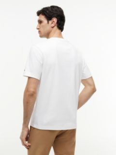 Logo Embroidery Interlock Knit T-Shirt — White 4