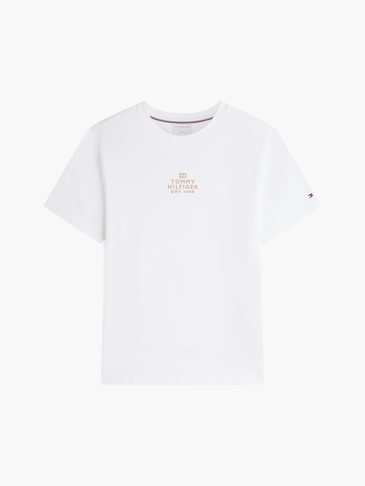 Logo Embroidery Interlock Knit T-Shirt — White