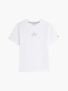Logo Embroidery Interlock Knit T-Shirt — White 5