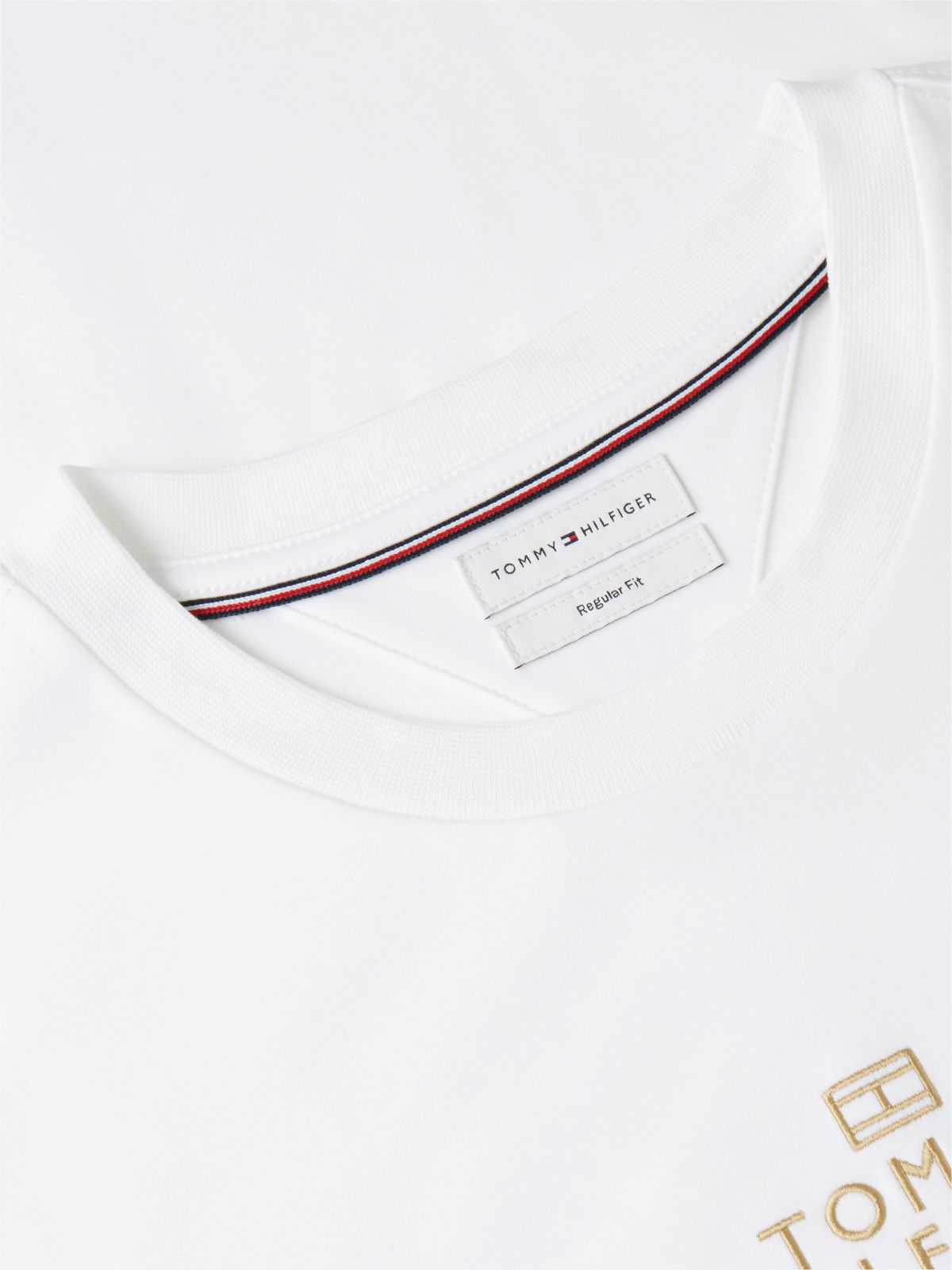 Logo Embroidery Interlock Knit T-Shirt — White