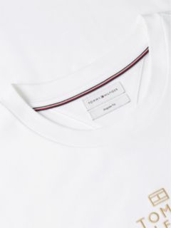 Logo Embroidery Interlock Knit T-Shirt — White 6