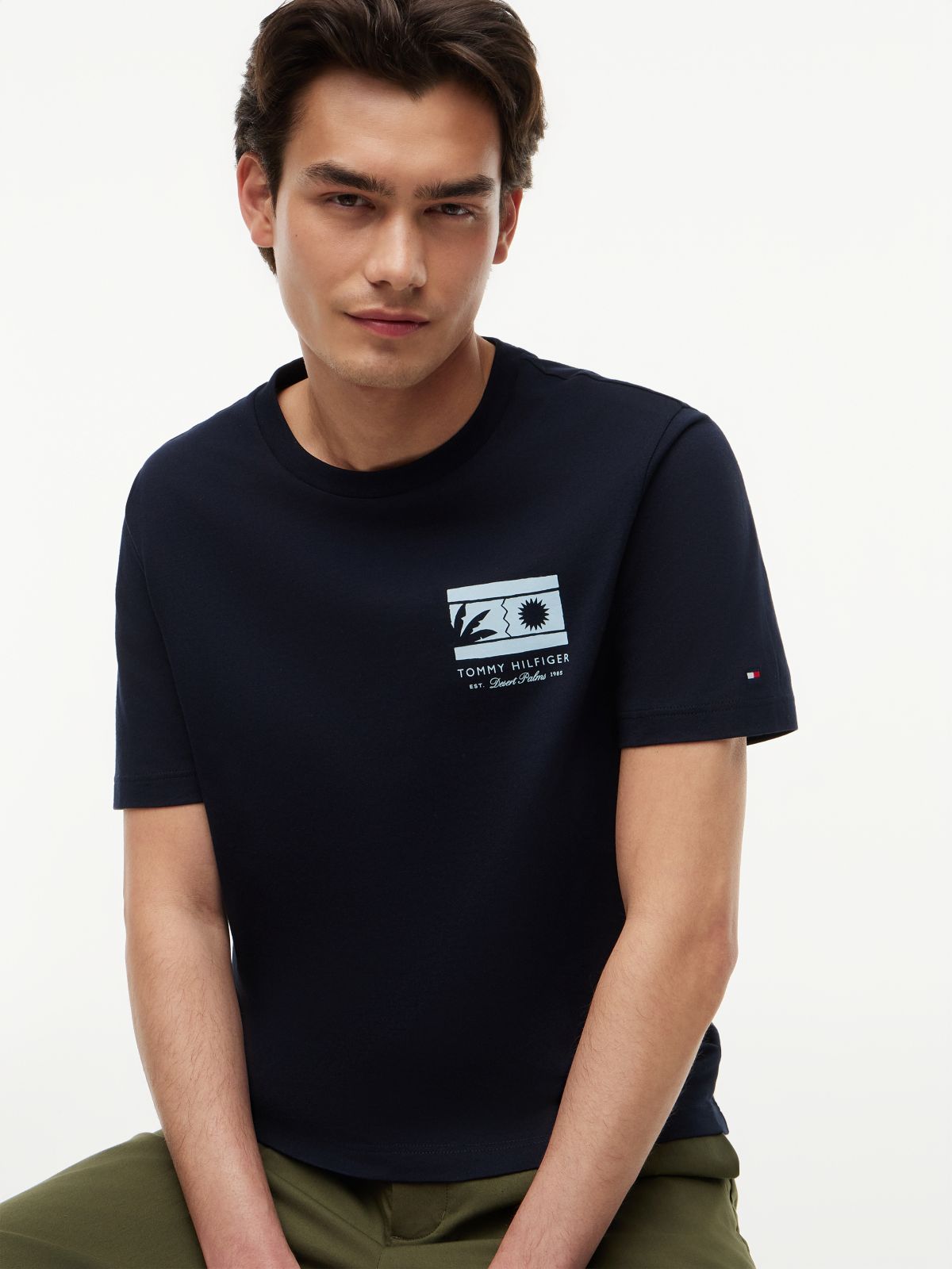 Logo Graphic Jersey Crew Neck T-Shirt — Blue