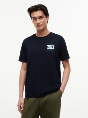 blue logo graphic jersey crew neck t-shirt for men tommy hilfiger