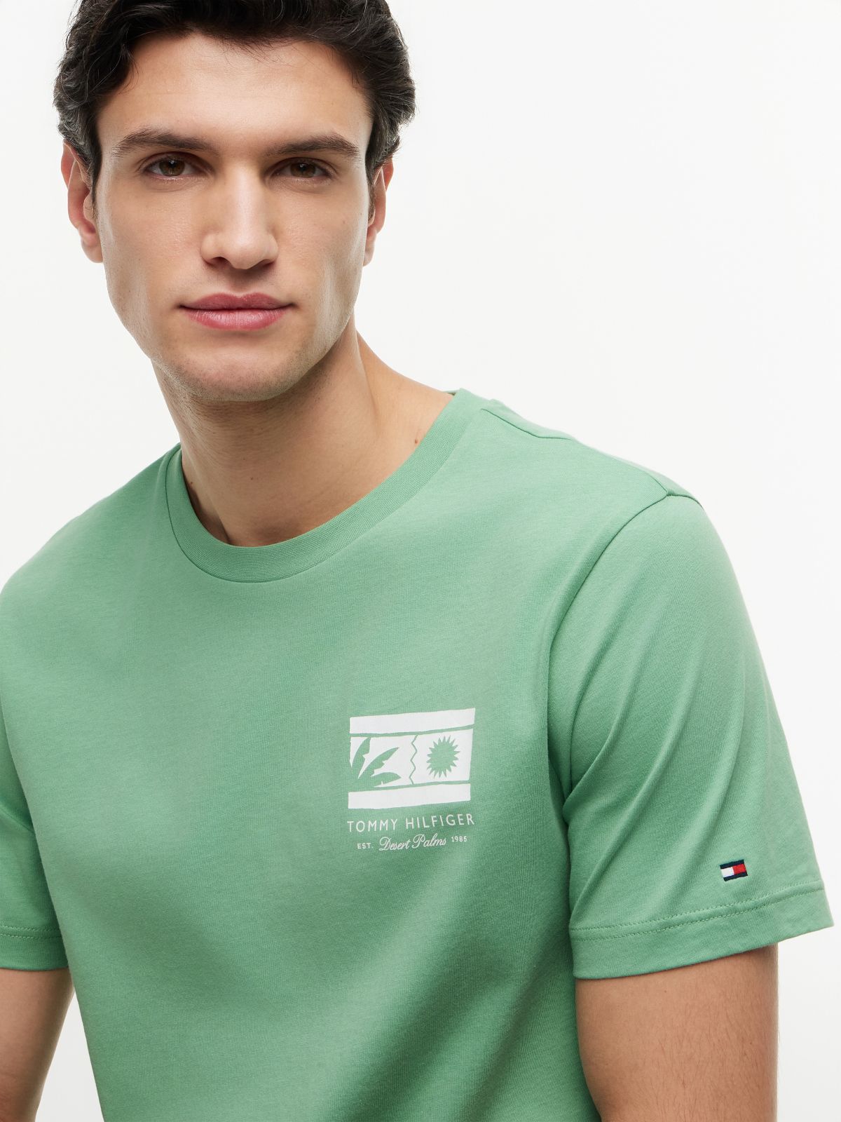 Logo Graphic Jersey Crew Neck T-Shirt — Green