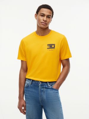 orange t-shirt aus jersey mit logo-grafik für herren - tommy hilfiger