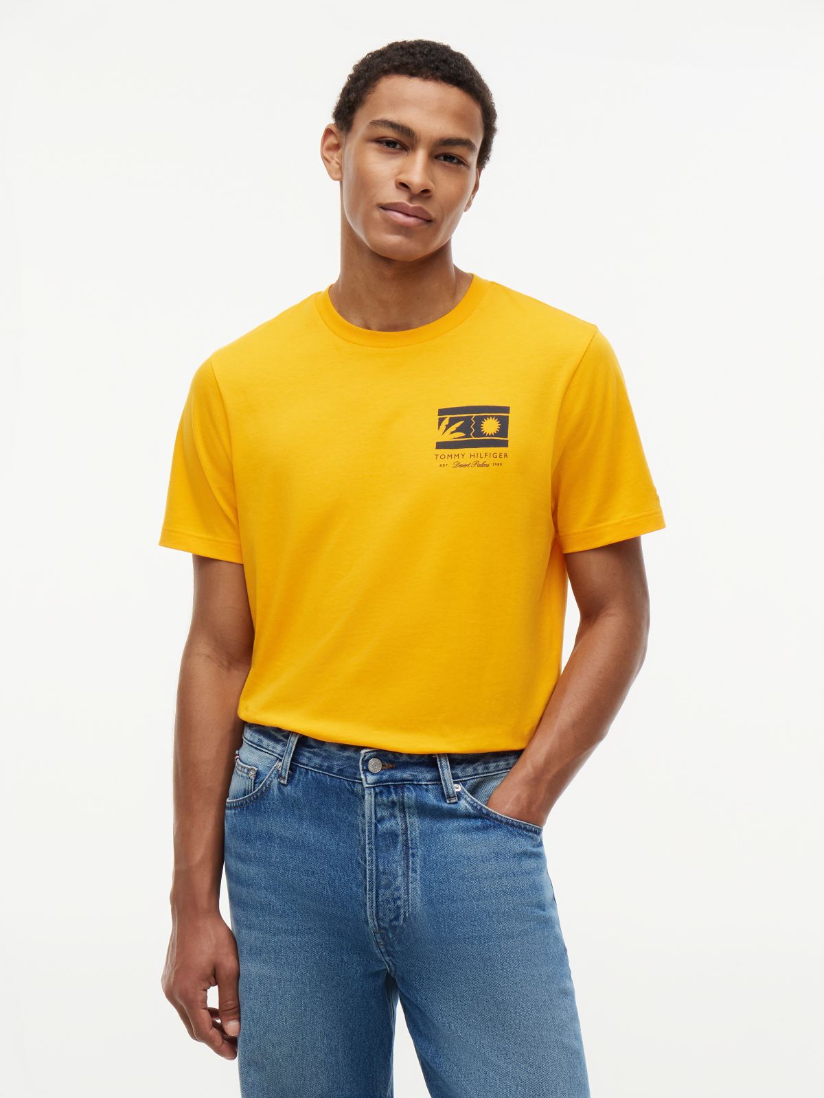 Logo Graphic Jersey Crew Neck T-Shirt — Orange