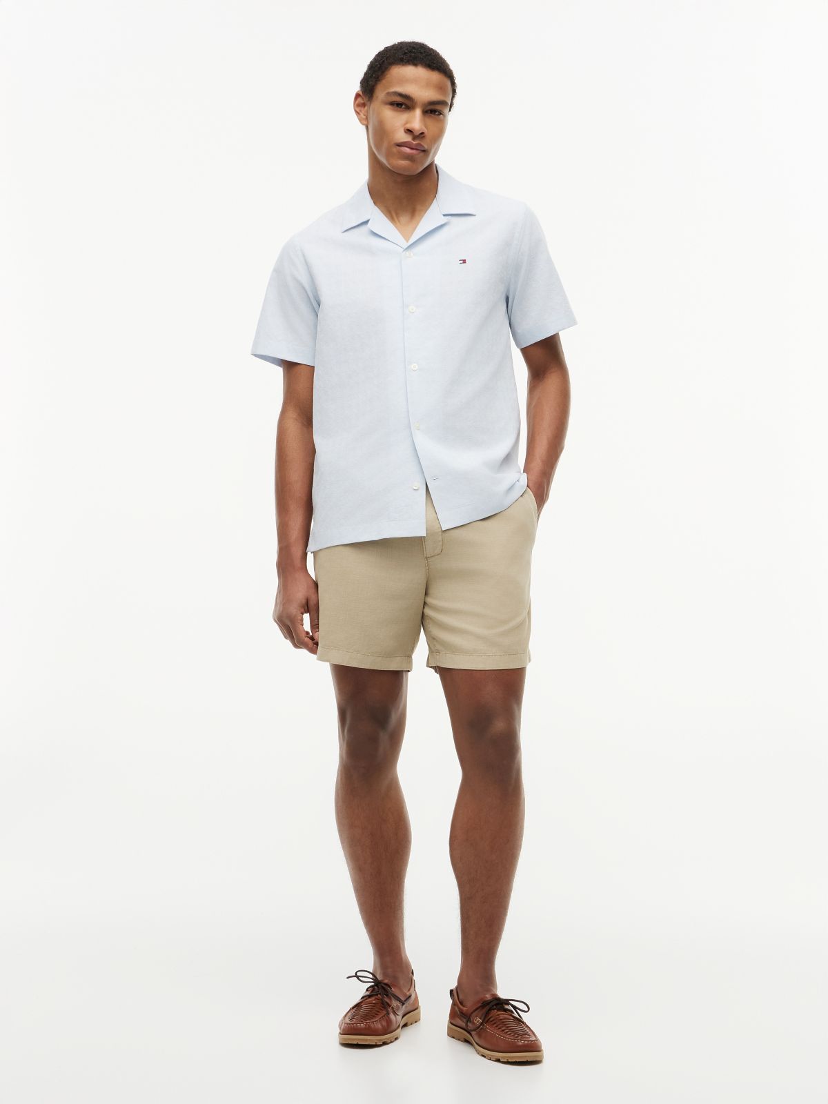 Dover Regular Straight Leg Washed Shorts — Beige