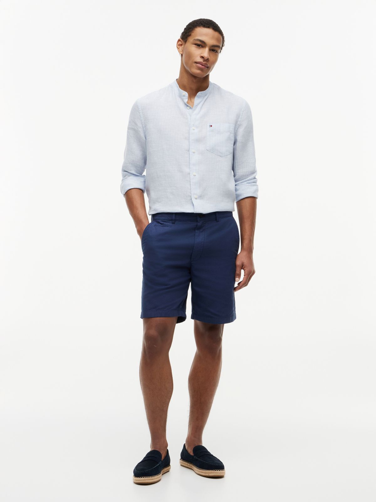 Dover Regular Straight Washed Chino Shorts — Blue