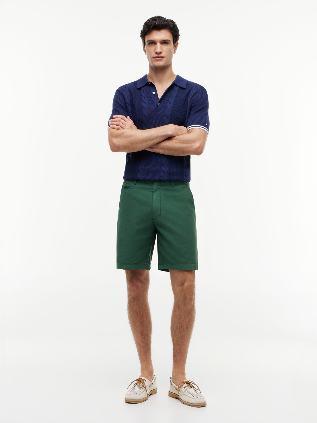 Dover Regular Straight Washed Chino Shorts — Green
