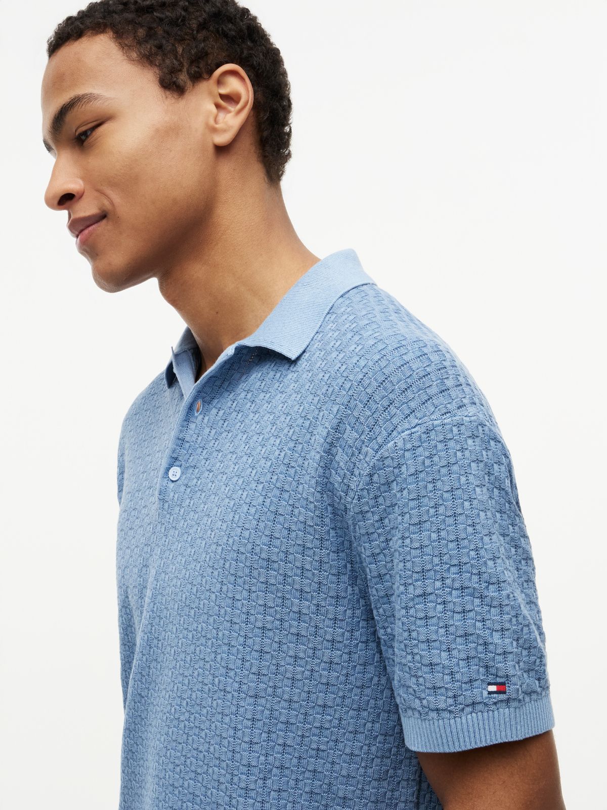 Washed Structured Polo Shirt — Blue