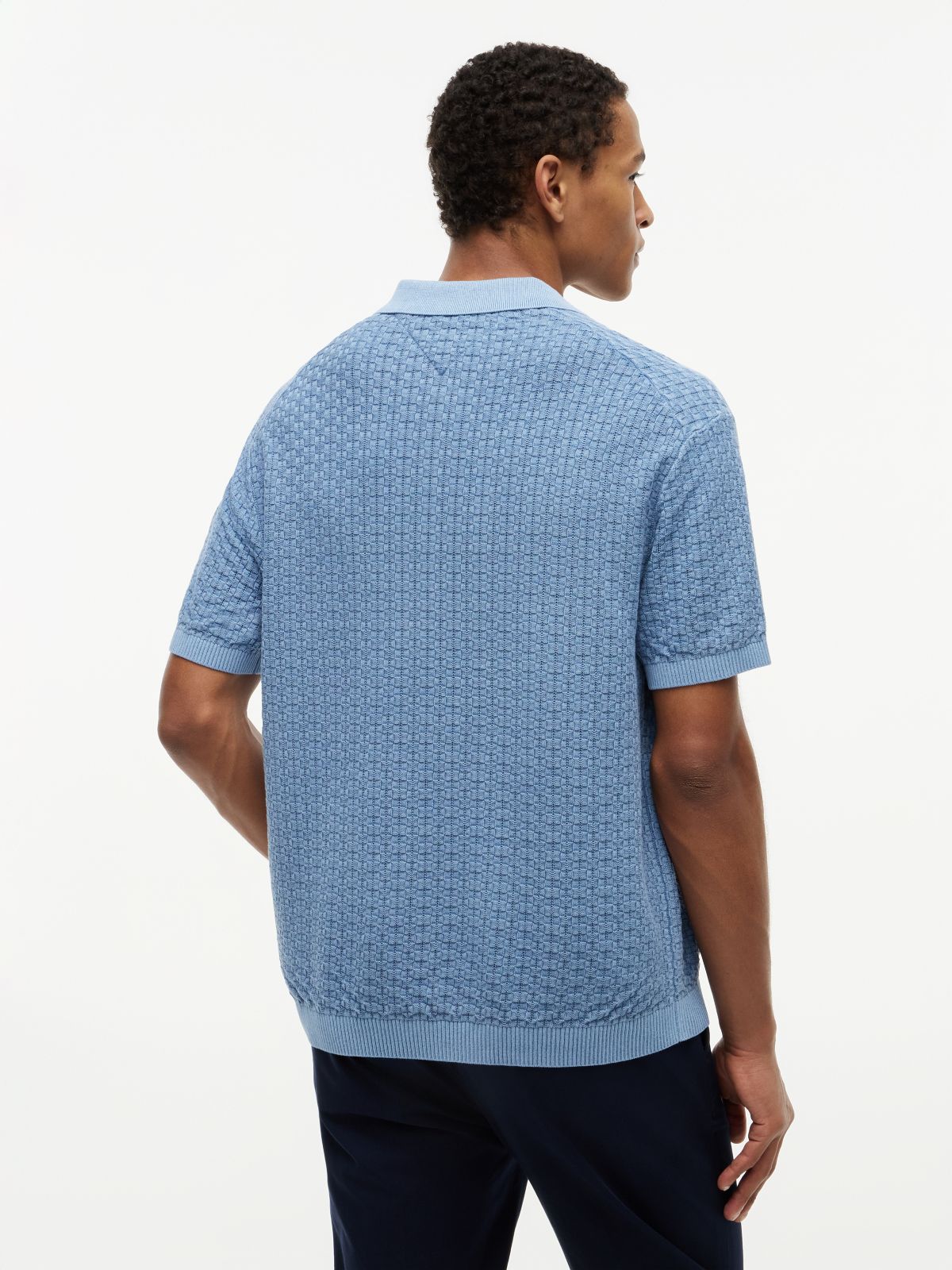 Washed Structured Polo Shirt — Blue