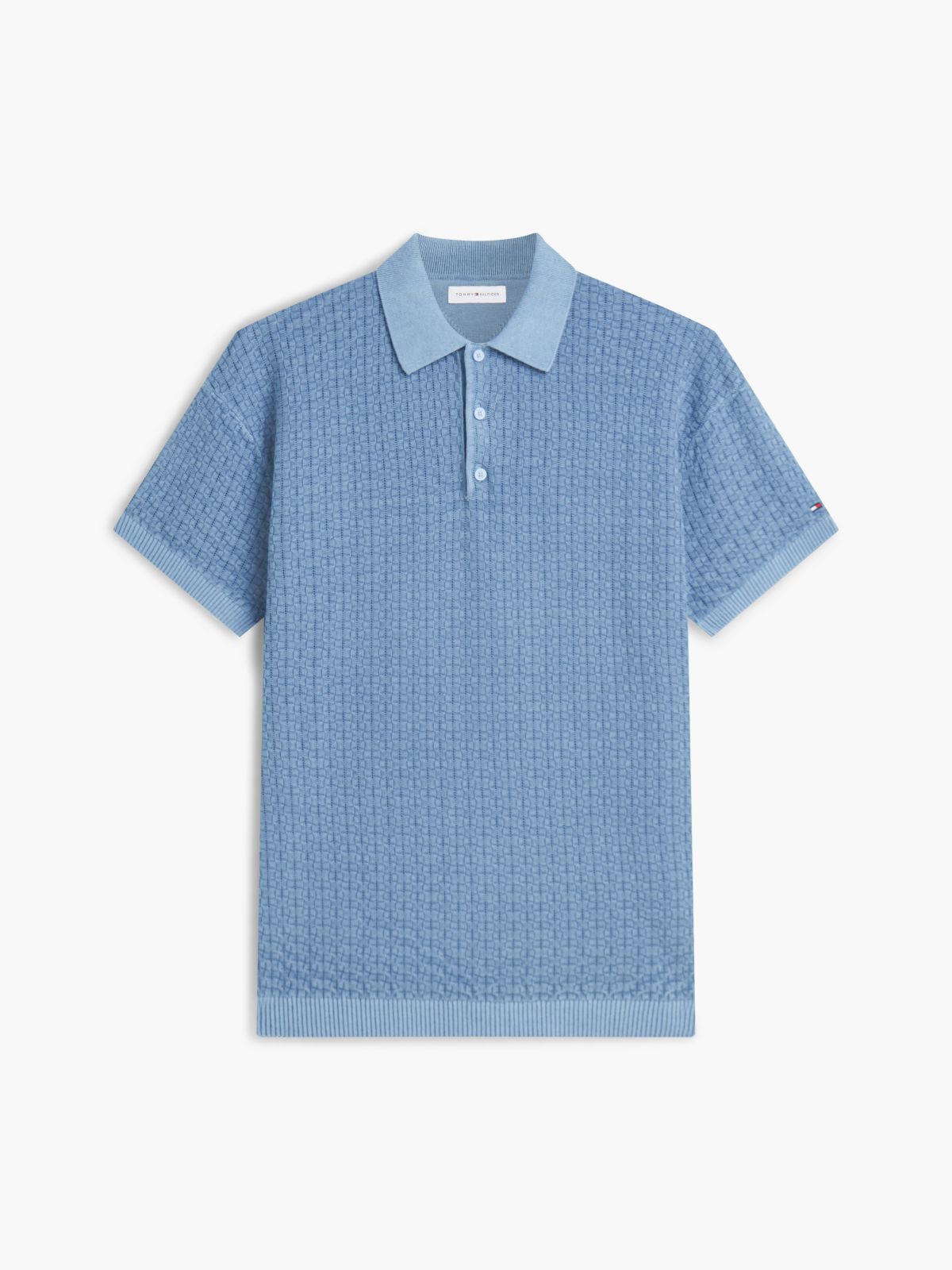 Washed Structured Polo Shirt — Blue