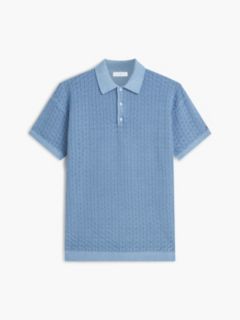 Washed Structured Polo Shirt — Blue 5