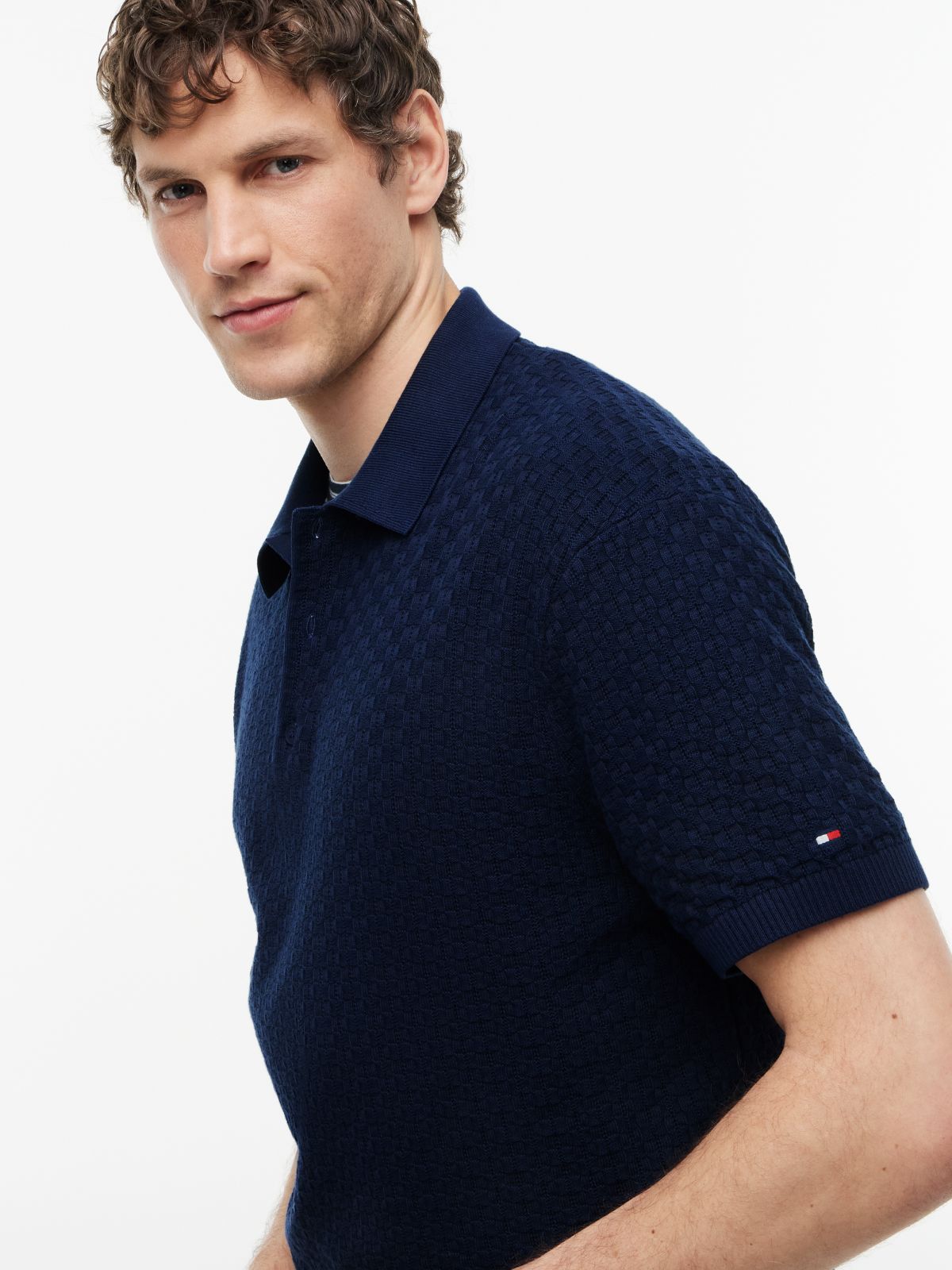 Washed Structured Polo Shirt — Blue