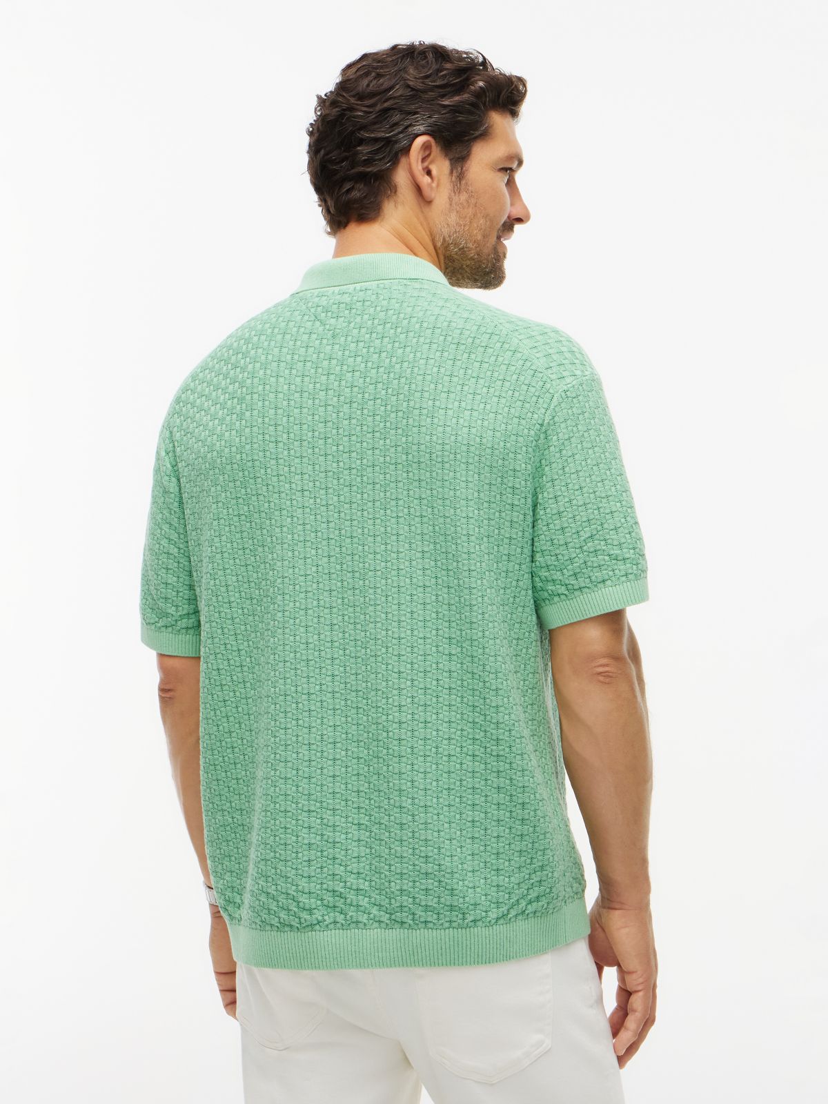Washed Structured Polo Shirt — Green