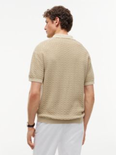 Washed Structured Polo Shirt — Beige 4