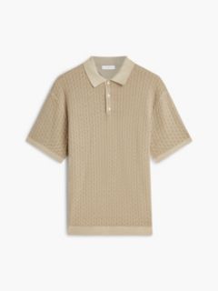 Washed Structured Polo Shirt — Beige 5