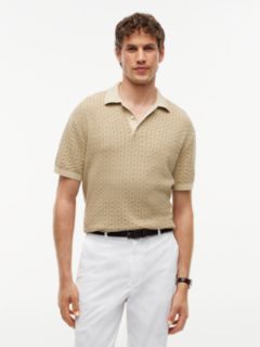 Washed Structured Polo Shirt — Beige 1