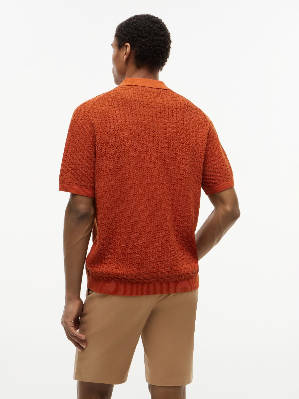 Washed Structured Polo Shirt — Orange