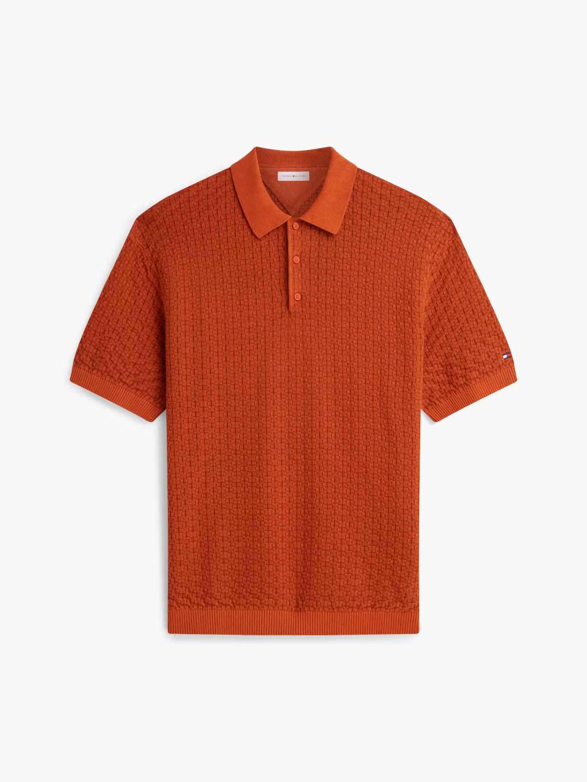 Washed Structured Polo Shirt — Orange