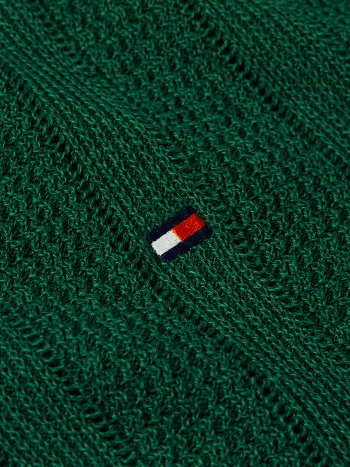 Relaxed Pointelle Structured Polo Shirt With Linen — Green