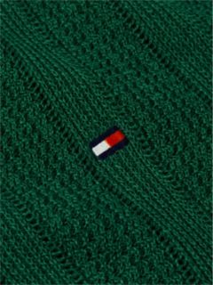 Relaxed Pointelle Structured Polo Shirt With Linen — Green 6