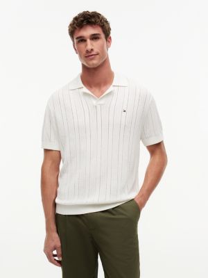 yellow strukturiertes relaxed fit pointelle-poloshirt mit leinen für herren - tommy hilfiger