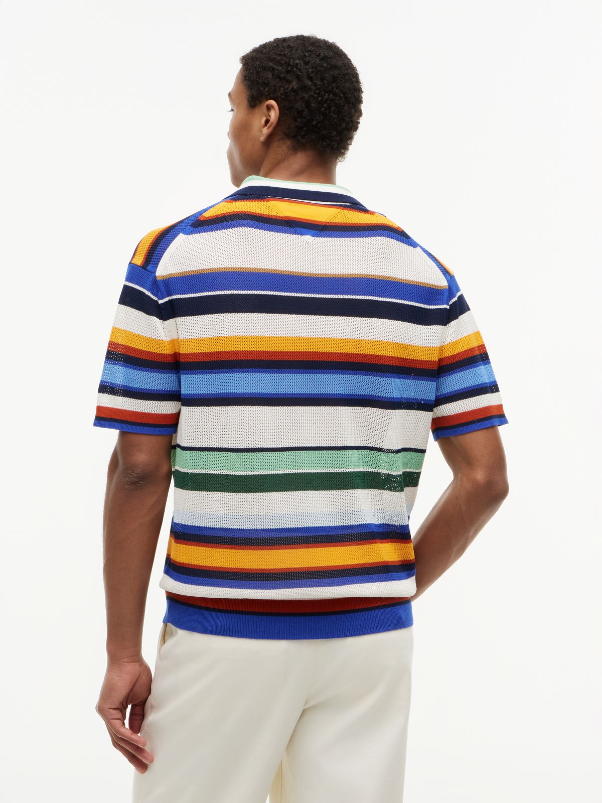 Relaxed Fit Multicolour Stripe Polo Shirt — Multi