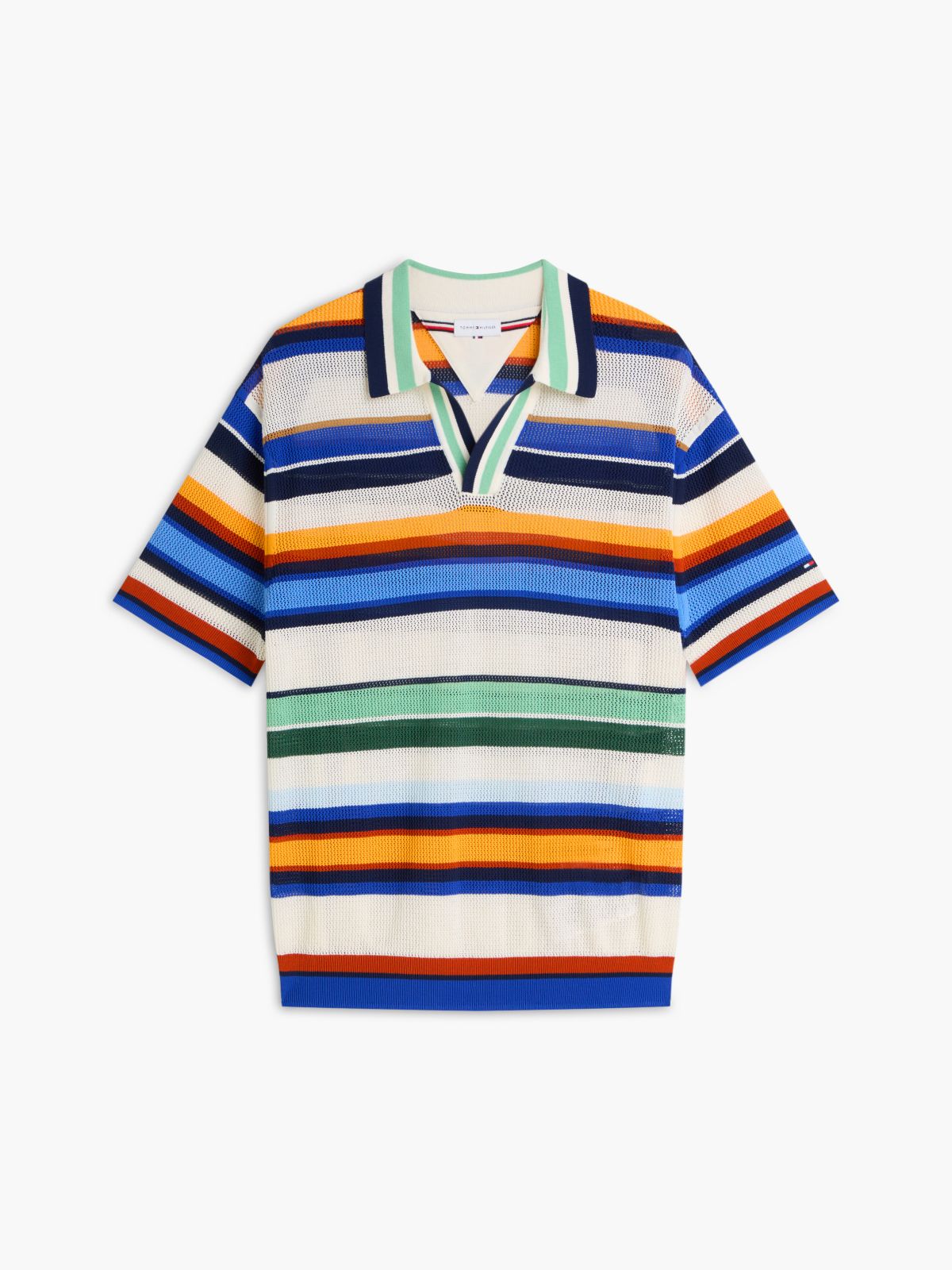 Relaxed Fit Multicolour Stripe Polo Shirt — Multi