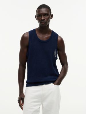 blue strukturiertes relaxed fit tanktop für herren - tommy hilfiger