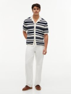 Regular Fit Breton Stripe Knit Short Sleeve Shirt — Multi 2
