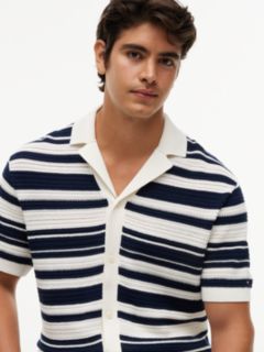 Regular Fit Breton Stripe Knit Short Sleeve Shirt — Multi 3