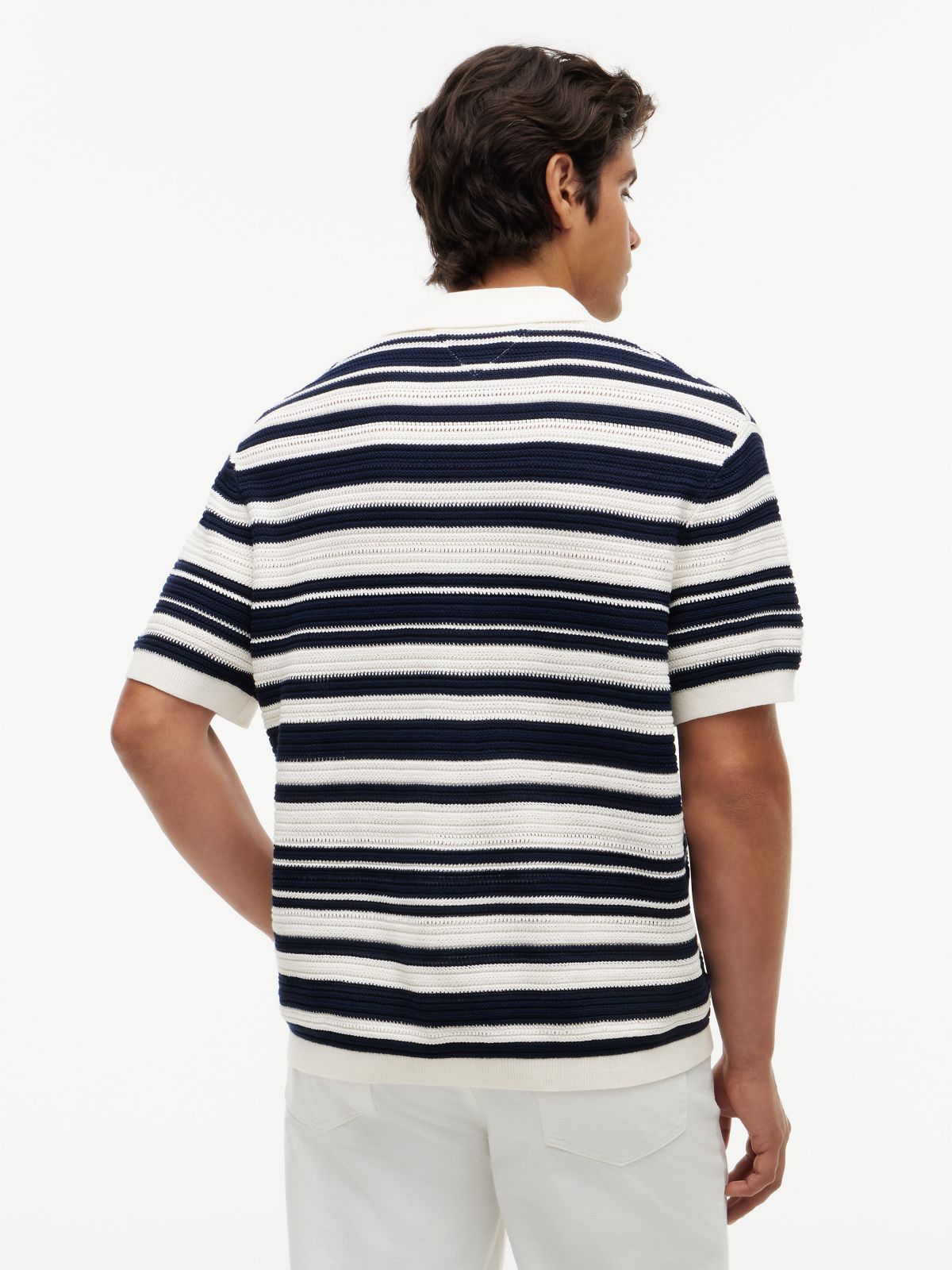 Regular Fit Breton Stripe Knit Short Sleeve Shirt — Multi