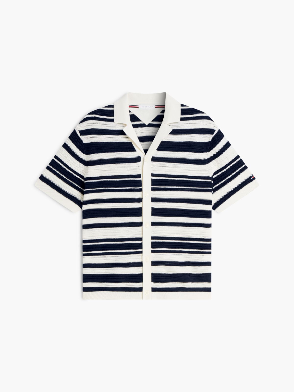 Regular Fit Breton Stripe Knit Short Sleeve Shirt — Multi
