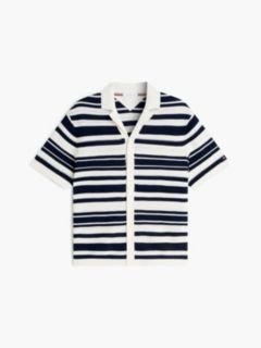 Regular Fit Breton Stripe Knit Short Sleeve Shirt — Multi 5