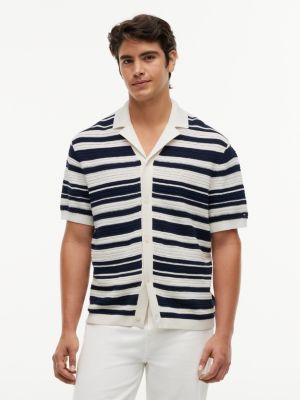 camicia regular fit in maglia a maniche corte multi da uomini tommy hilfiger