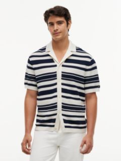 Regular Fit Breton Stripe Knit Short Sleeve Shirt — Multi 1