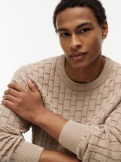 Mixed Cable Knit Relaxed Jumper — Khaki 3