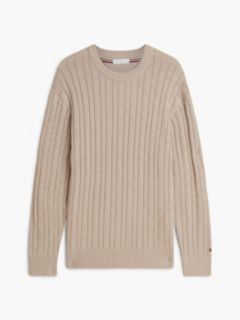 Mixed Cable Knit Relaxed Jumper — Khaki 5